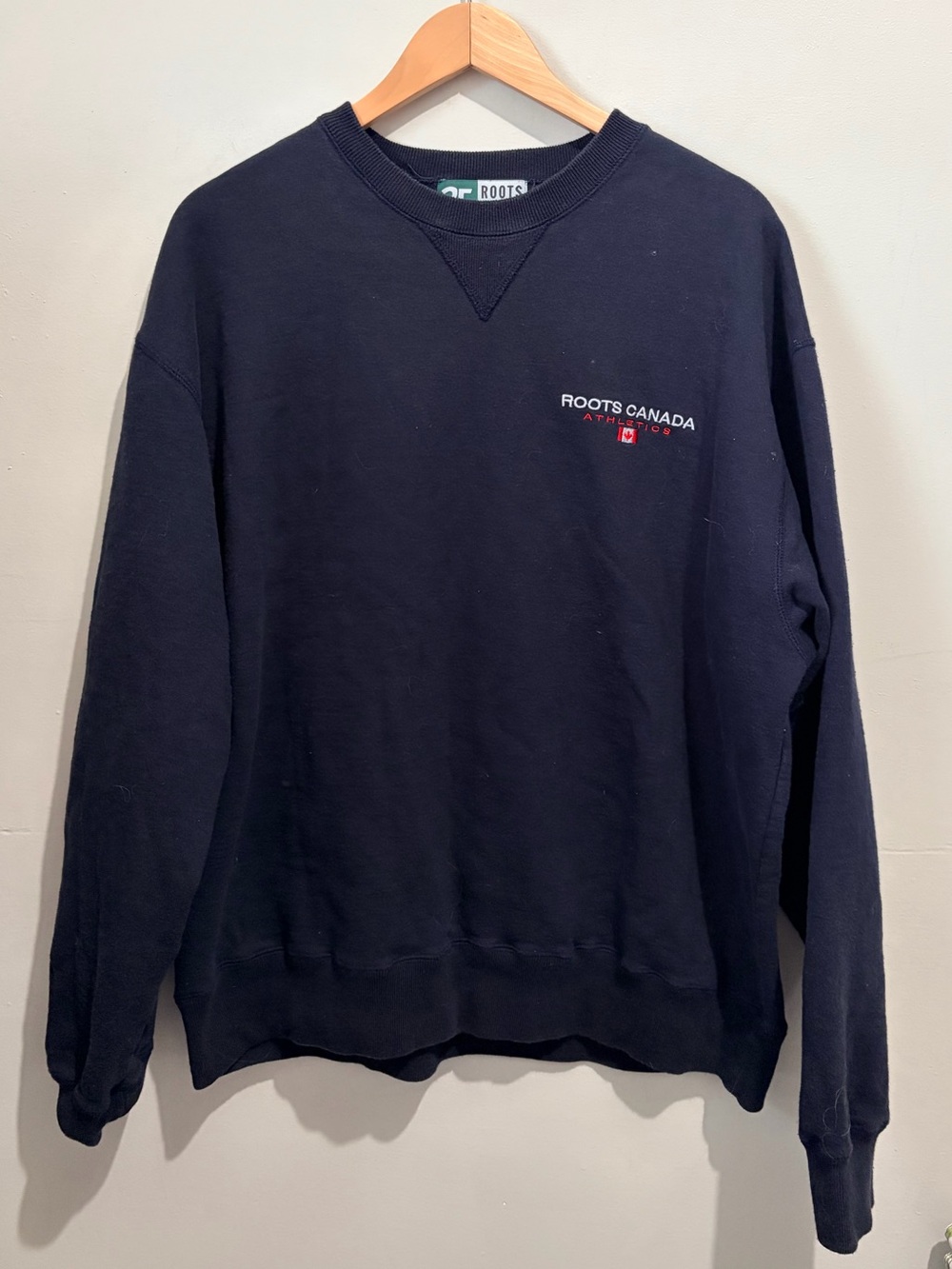 Vintage 90s Roots Canada 25th Anniversary Crewneck Sweatshirt Navy Mens XL